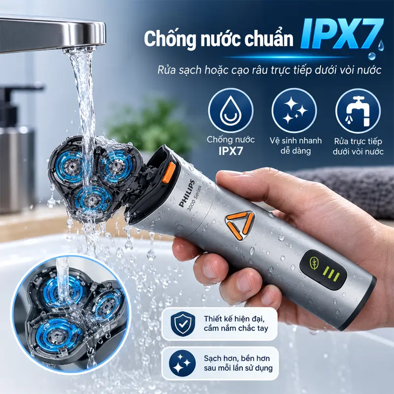 Thiết kế hiện đại, chống nước IPX7 và vệ sinh cực kỳ đơn giản