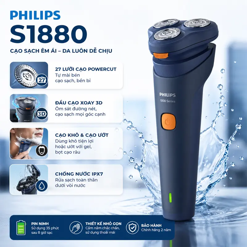 Máy cạo râu ướt và khô Philips S1880
