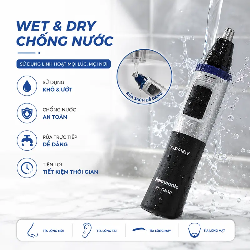 Thiết kế chống nước Wet & Dry – Sử dụng linh hoạt trong mọi điều kiện Thiết kế chống nước Wet & Dry – Sử dụng linh hoạt trong mọi điều kiện