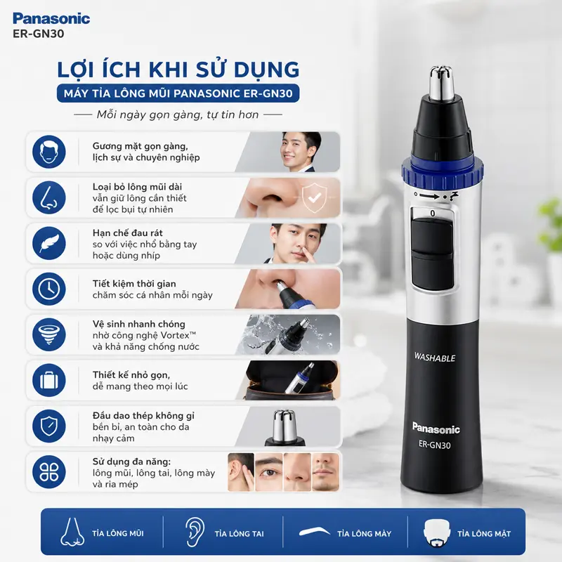 Lợi ích khi sử dụng Máy tỉa lông mũi Panasonic ER-GN30 hằng ngày Lợi ích khi sử dụng Máy tỉa lông mũi Panasonic ER-GN30 hằng ngày