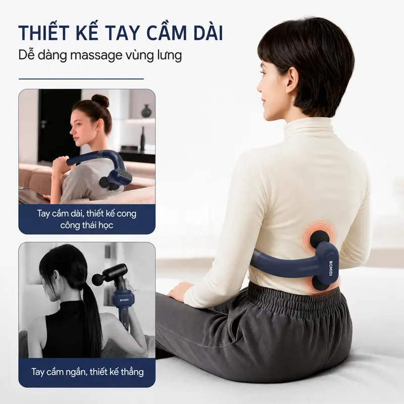 Thiết kế vòng cung công thái học độc quyền, dễ dàng massage mọi vị trí trên cơ thể