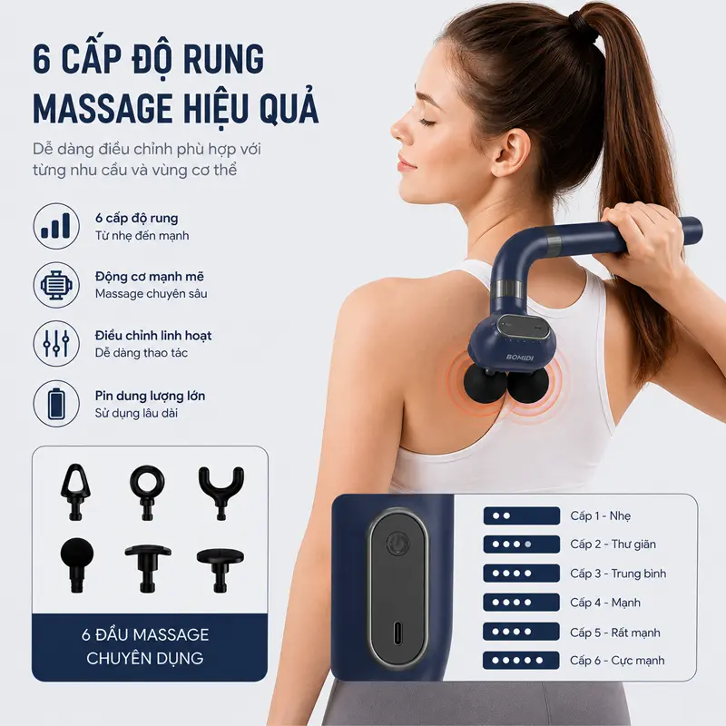 Sáu cấp độ massage thông minh đáp ứng mọi nhu cầu sử dụng