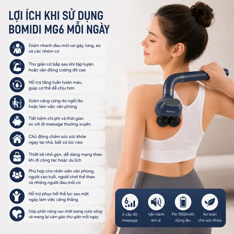 Lợi ích khi sử dụng máy massage vòng cung BOMIDI MG6 mỗi ngày