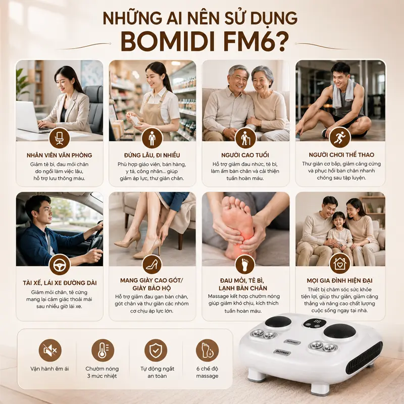 Những ai nên sử dụng máy massage chân BOMIDI FM6? Những ai nên sử dụng máy massage chân BOMIDI FM6?