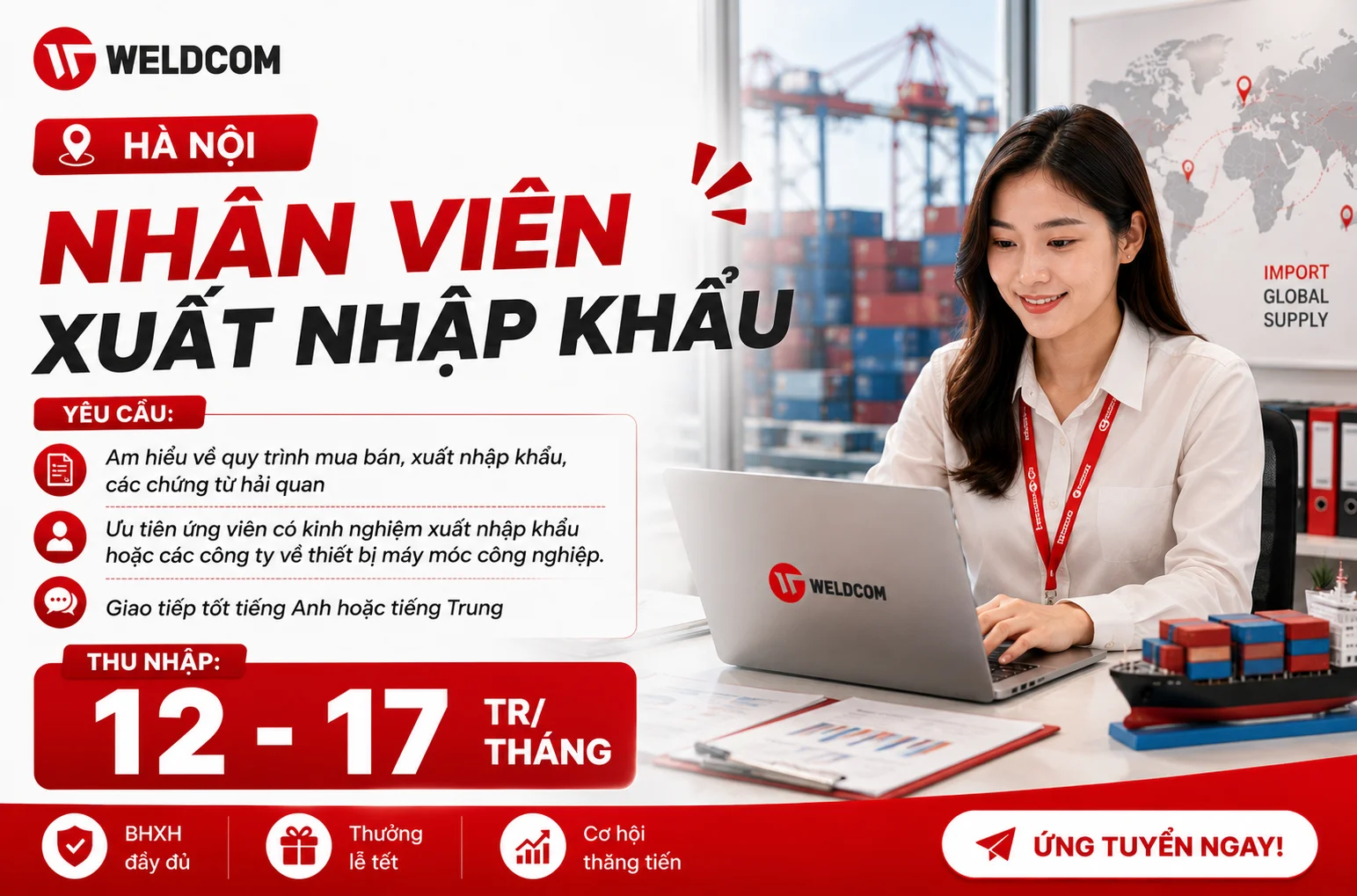[Hà Nội] Tuyển dụng Nhân viên xuất nhập khẩu