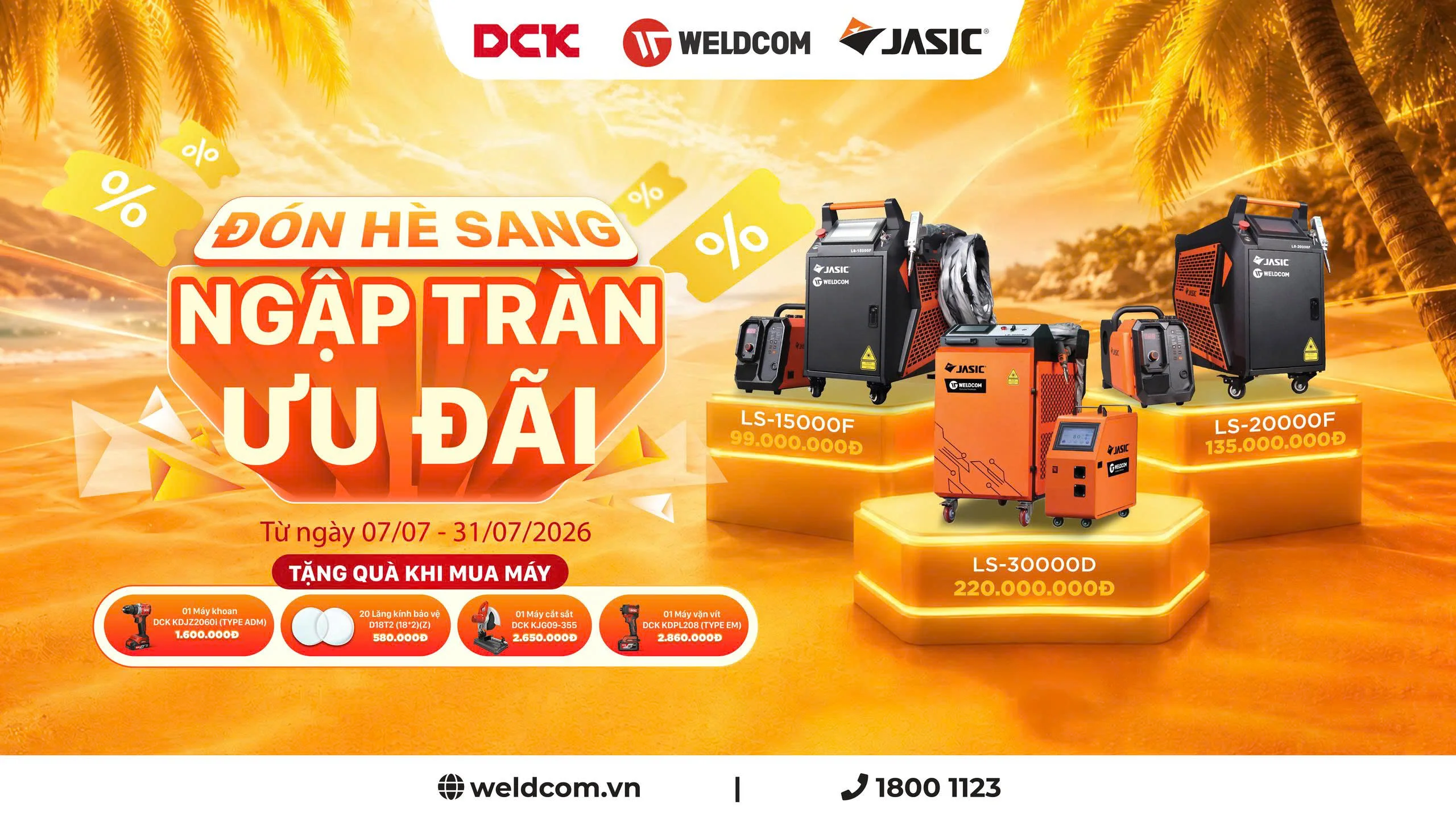 KHUYẾN MẠI MÁY HÀN LASER JASIC: ĐÓN HÈ SANG - NGẬP TRÀN QUÀ TẶNG