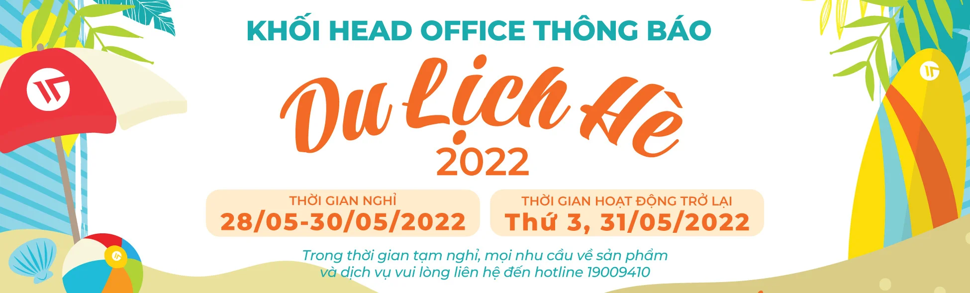 Thông báo lịch nghỉ du lịch khối HO - Công ty cổ phần Công nghiệp Weldcom