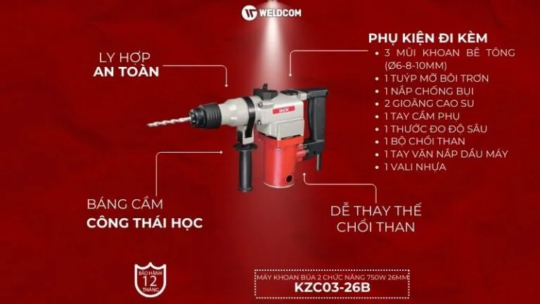 Máy khoan búa 2 chức năng 750W 26mm KZC03-26B - DCK