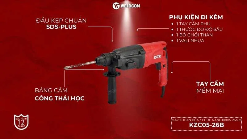 Máy khoan búa 3 chức năng 800W 26mm KZC05-26B – DCK