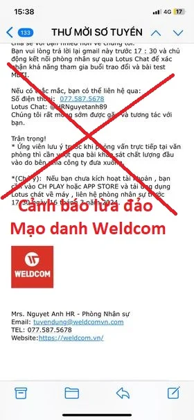 CẢNH BÁO LỪA ĐẢO - MẠO DANH PHÒNG NHÂN SỰ WELDCOM