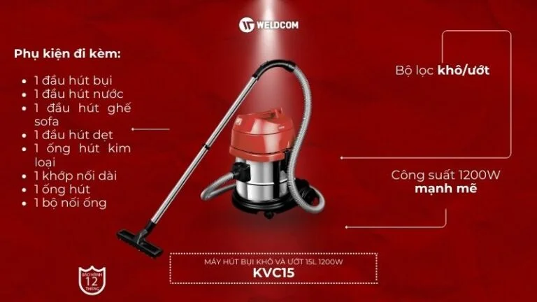 Máy hút bụi khô và ướt 15L 1200W KVC15 - DCK