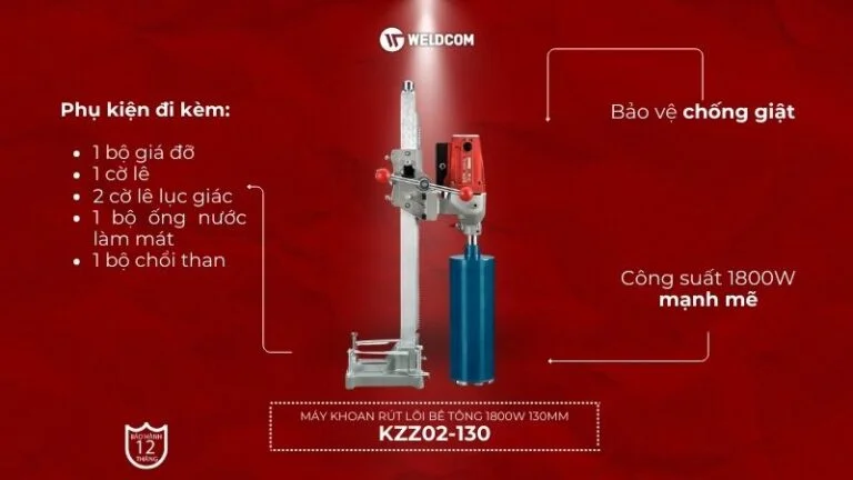 Máy khoan rút lõi bê tông 1800W 130mm KZZ02-130 - DCK