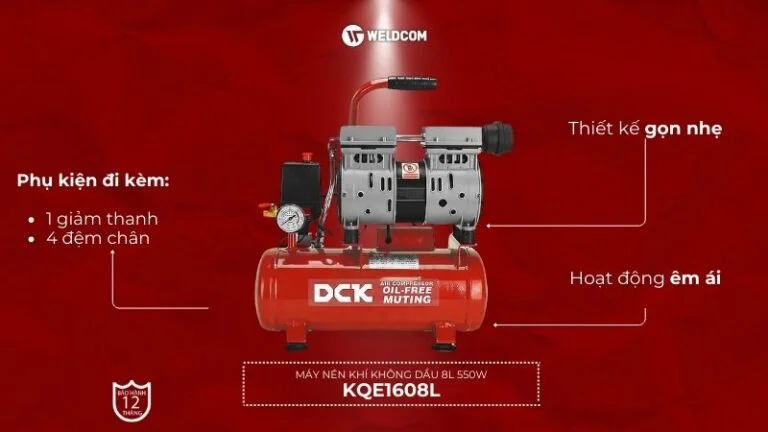 Máy nén khí không dầu 8L 550W KQE1608L – DCK