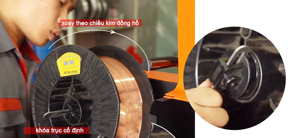 Lắp cuộn dây hàn MIG