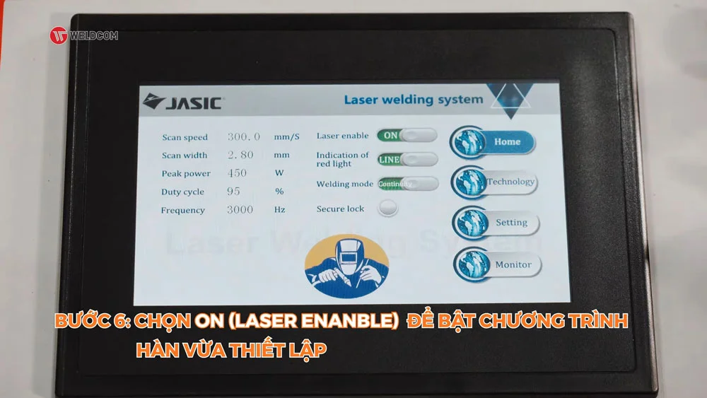Thiết lập chế độ hàn laser