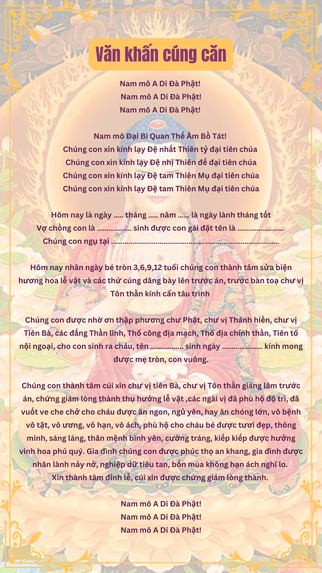 Văn khấn cúng căn
