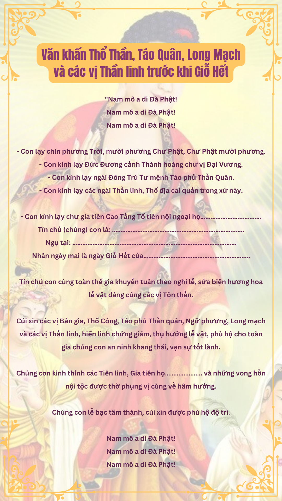 Văn khấn giỗ hết