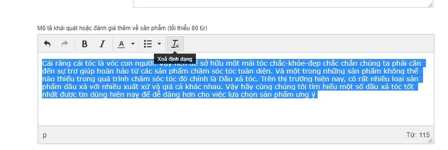 Cách xóa định dạng bài viết khi soạn thảo?