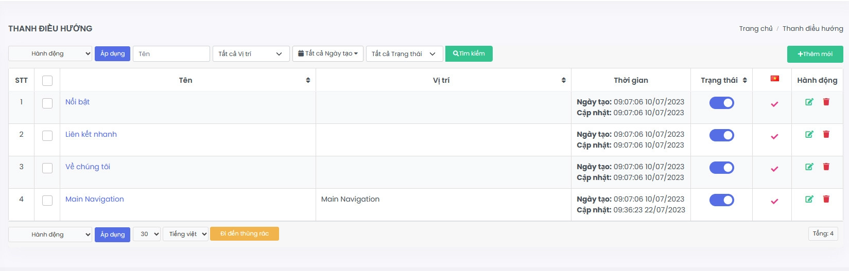 Hướng dẫn chỉnh sửa thanh điều hướng (menu) cho Web AI
