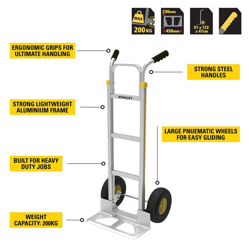 Xe đẩy hàng 2 bánh, chuyên dụng công nghiệp Stanley HT513 200kg