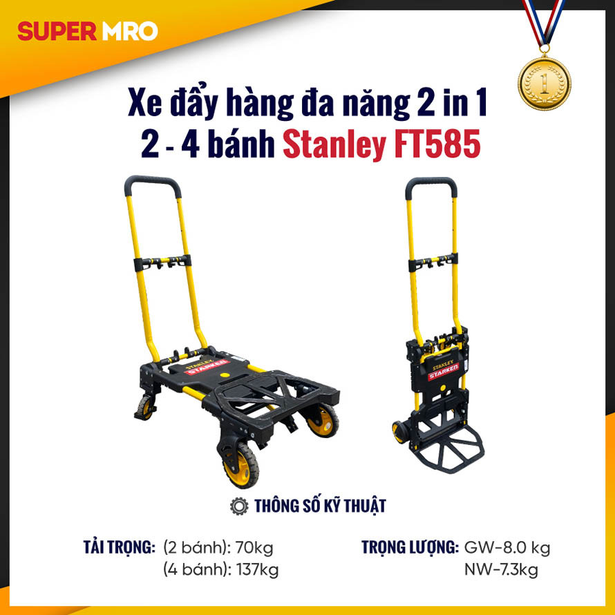 Xe đẩy hàng đa năng 2 in 1, 2 - 4 bánh Stanley FT585