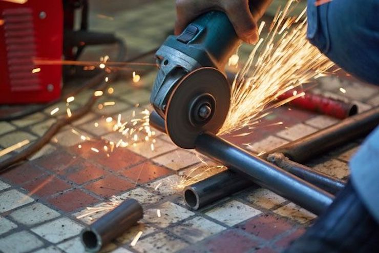 Dùng máy mài Makita cắt ống thép