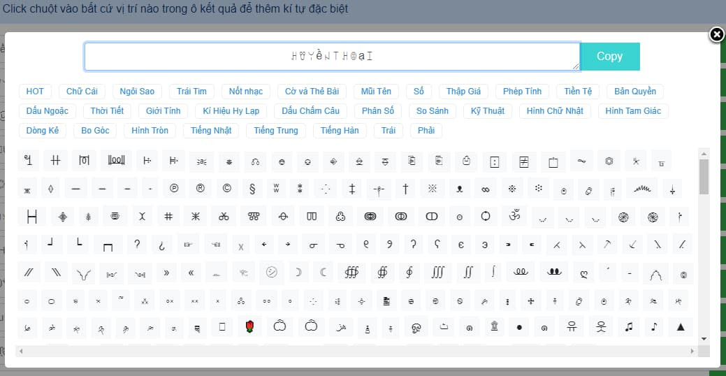 Nhấn Copy để lưu lại tên bạn cần sử dụng
