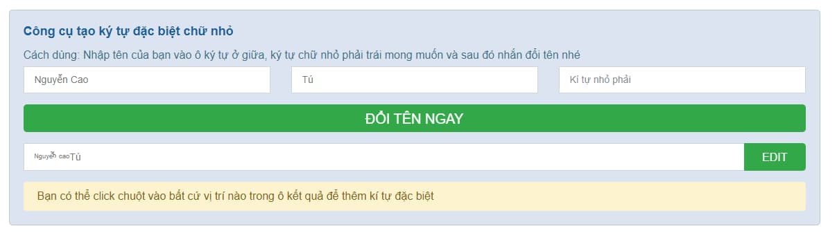 Công cụ tạo chữ nhỏ đặc biệt