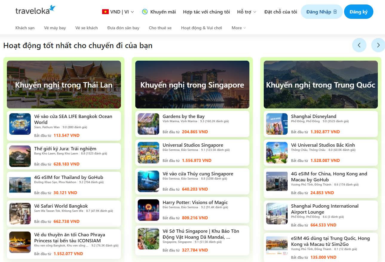 Du lịch nước ngoài với Traveloka