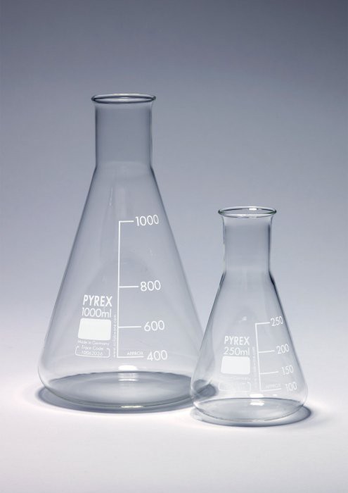 Bình tam giác cổ hẹp 100ml, bằng thủy tinh PYREX
