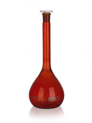 Bình định mức nâu nút nhựa 250ml Simax