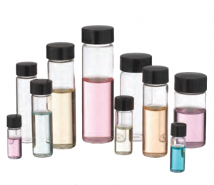 Chai vial 12ml, dạng E-C, nắp đen 8-425 Phenolic PTFE, đệm cao su 14B Wheaton