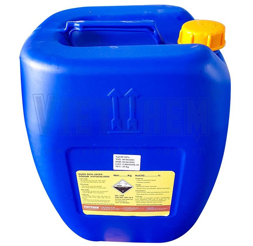 Sodium hypochloride (Javen) NaClO 6% - 12%, Việt Nam, 25kg/can