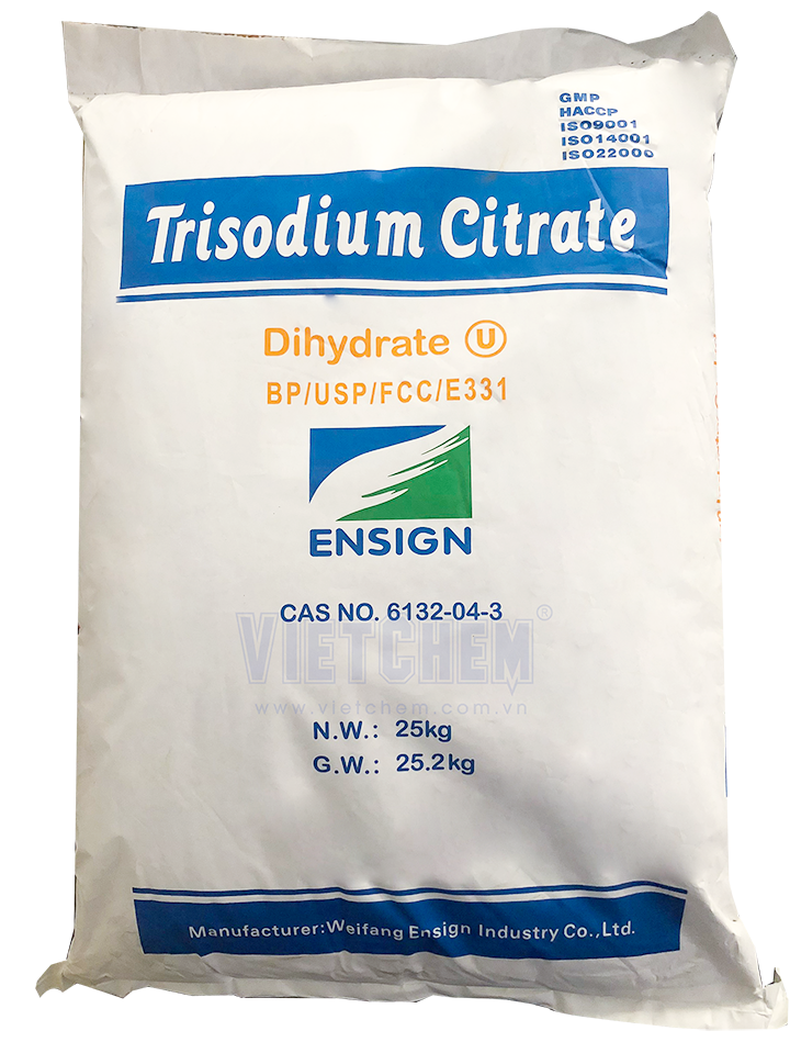 Sodium citrate dihydrate, Na3C6H5O7.2H2O 93%, Trung Quốc, 25kg/bao