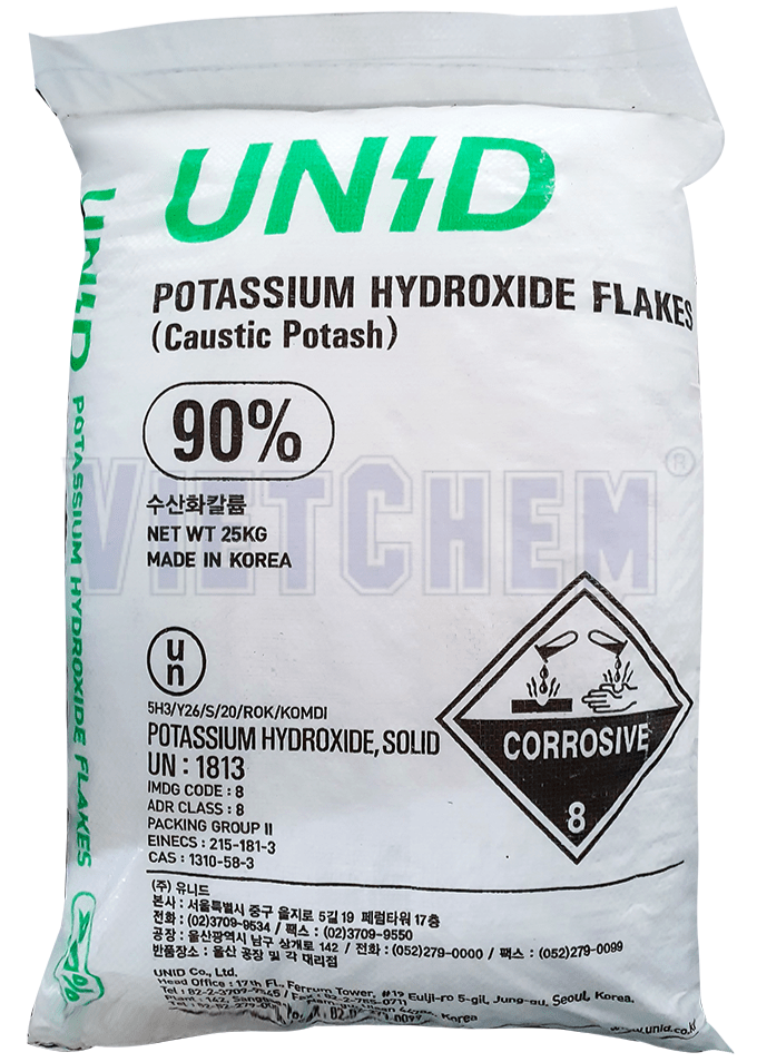 Potassium hydroxide KOH 90%, Hàn Quốc, 25kg/bao