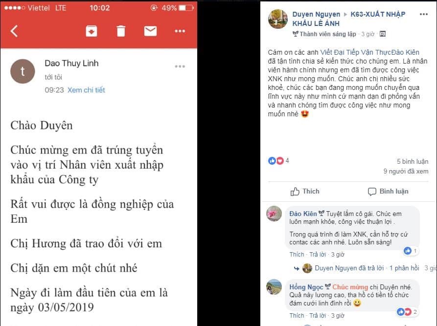 phản hồi học viên khóa học logistics